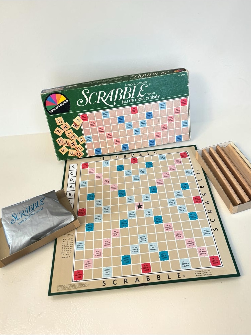 Vintage French Scrabble Crossword Game Complete 1984 Gift for Family